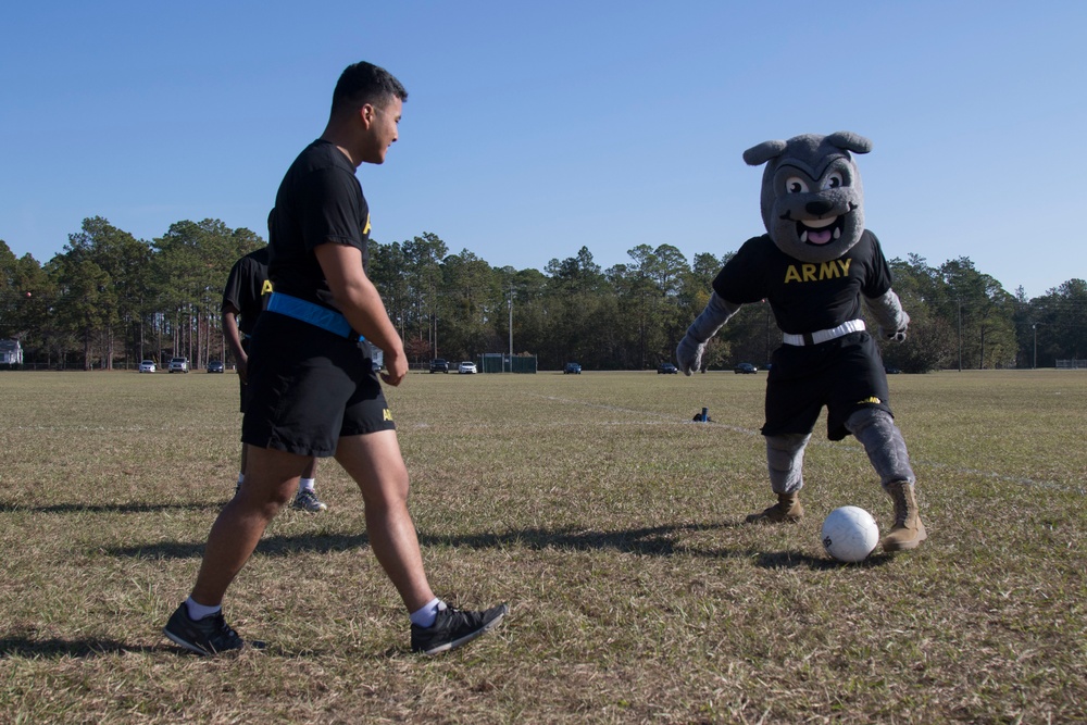 Rocky plays soccer