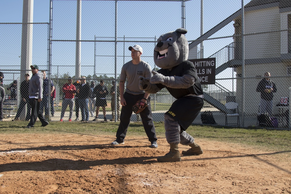 Rocky plays softball