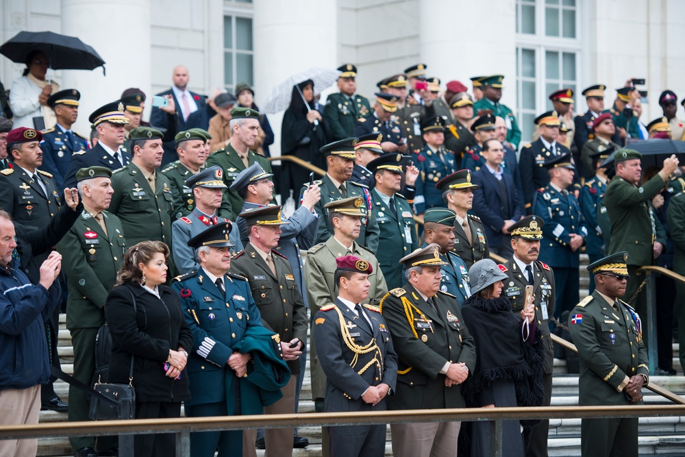Conference of the American Armies Participate in a Army Full Honors Wreath-Laying Ceremony at the Tomb of the Unknown Soldier