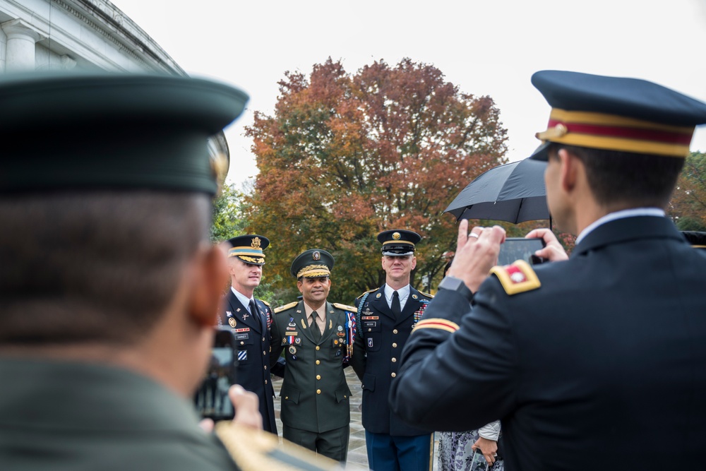 Conference of the American Armies Participate in a Army Full Honors Wreath-Laying Ceremony at the Tomb of the Unknown Soldier