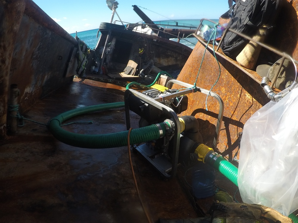 Pump work aboard Pacific Paradise