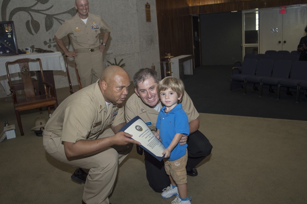 Naval Base Guam Command Master Chief Re-Enlists Sailor, Retires After 30 Years of Honorable Service