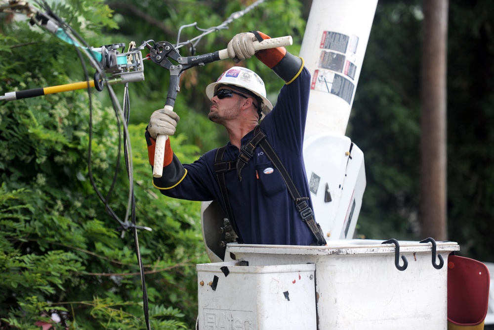 Electrical crews repair distribution lines near Aguadilla