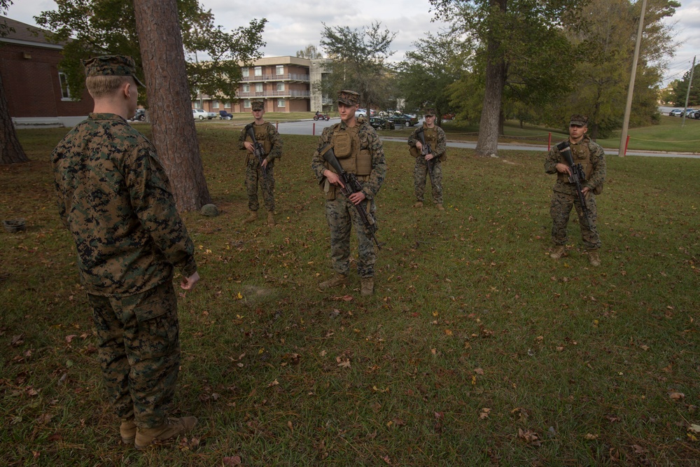 Marine infantryman train artillerymen in advanced patrolling ahead of deployment