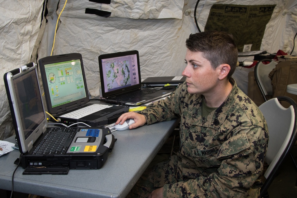 Marine Staff Sgt. Rachael Parkison Scans Radar Stream for Puerto Rico