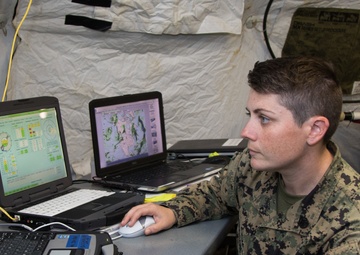 Marine Staff Sgt. Rachael Parkison Scans Radar Stream for Puerto Rico
