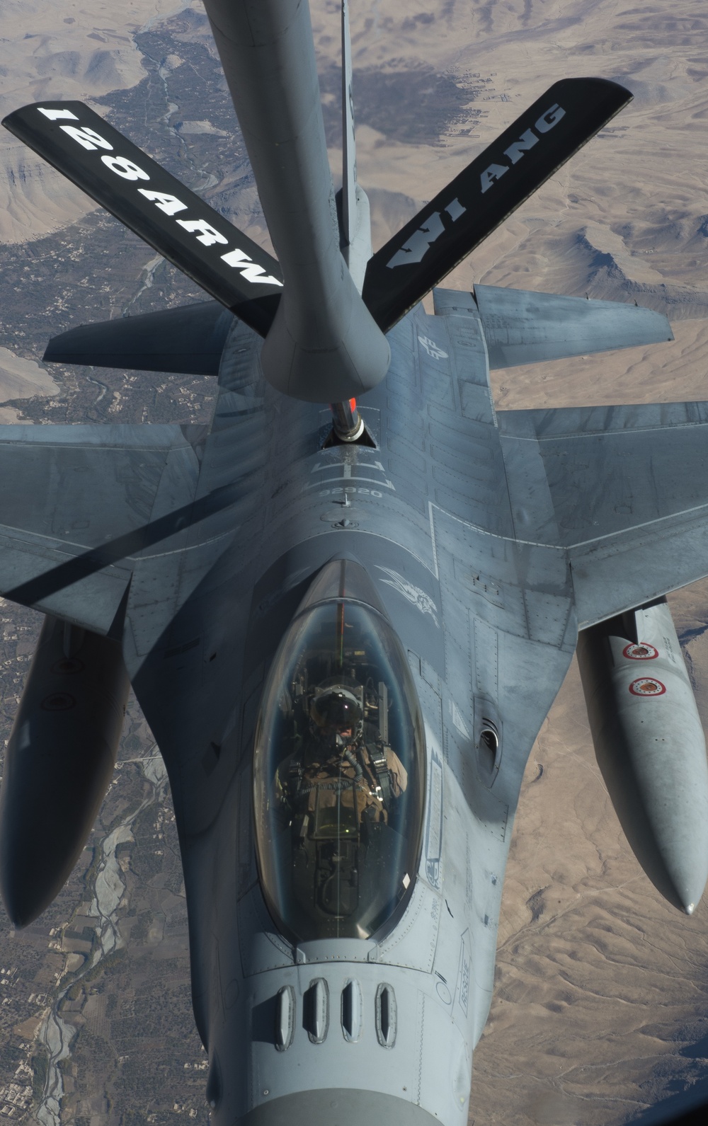 KC-135 refuels F-16s over the skies of Afghanistan