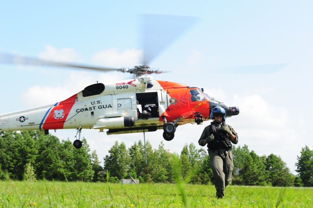 Coast Guard helicopter conducts external load training