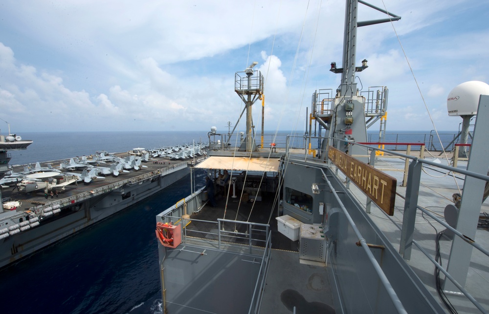 USNS Amelia Earhart Conducts UNREP with USS Theodore Roosevelt