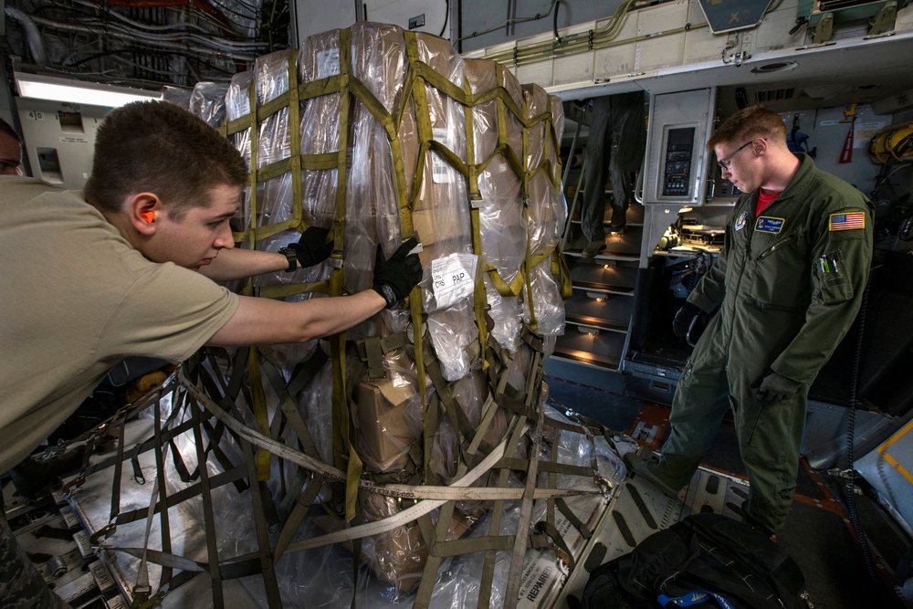 Loading food for Haiti