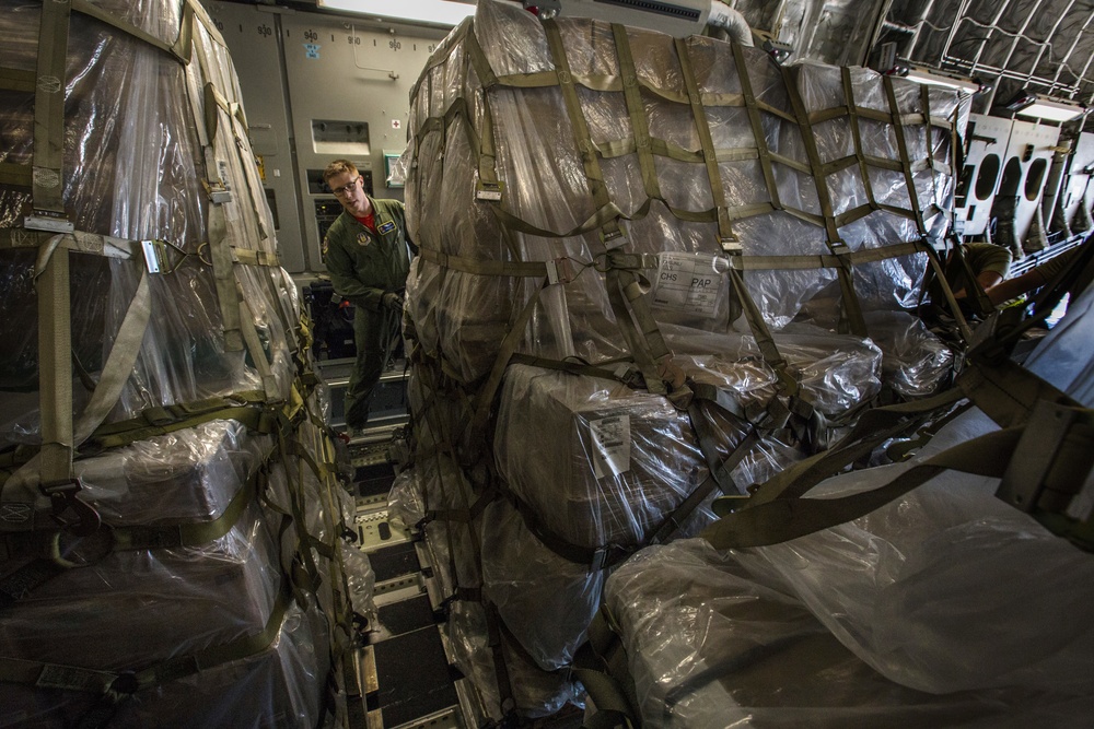 Loading food for Haiti