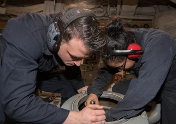 USS Pearl Harbor enginemen conduct routine maintenance