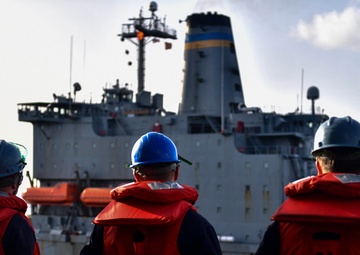 USS San Diego (LPD 22) Pulls Alongside USNS Leroy Grumman (T-AO 195)