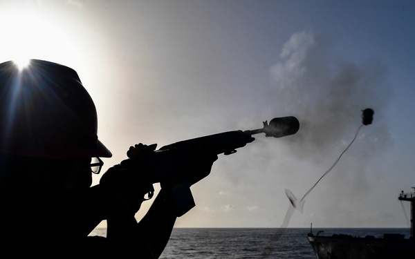 USS San Diego (LPD 22) Gunner’s Mate Shoots the Shot Line