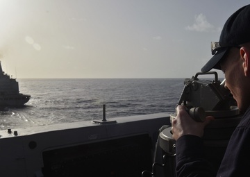 USS San Diego RAS with USNS Leroy Grumman