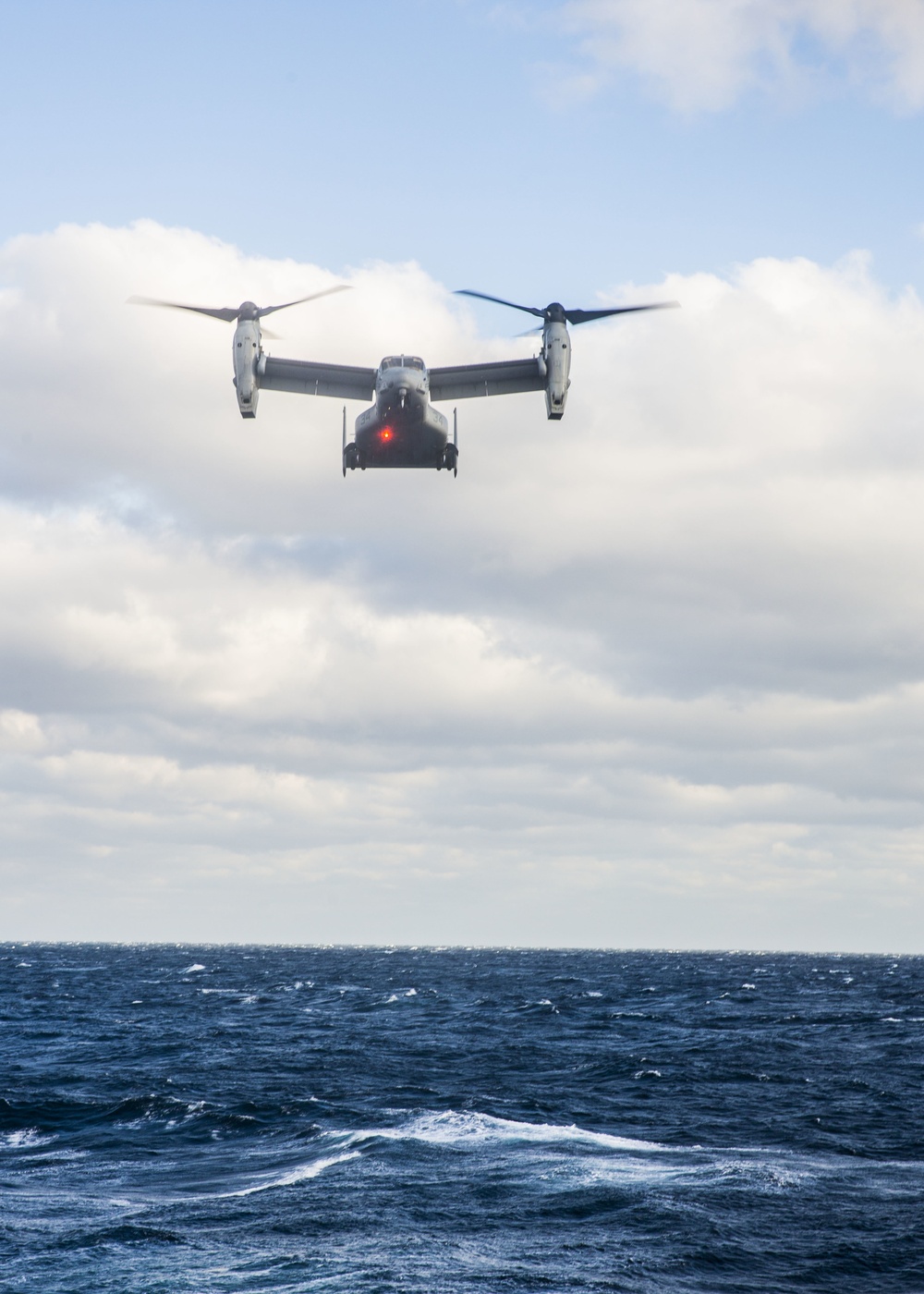 A U.S. Marine Corps MV-22 Osprey Lands On The S.S. Wright