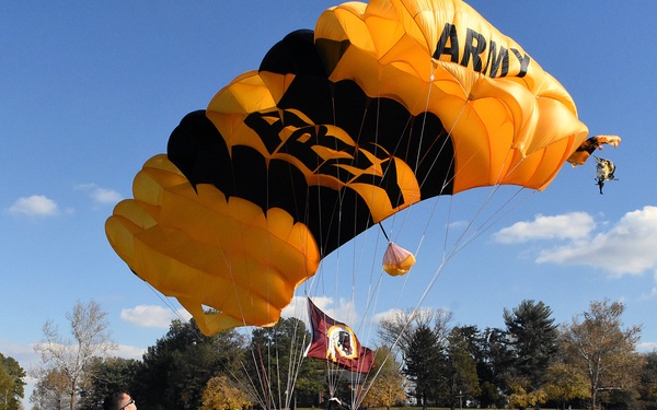 Washington Redskins jump with the Golden Knights
