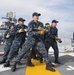 USS Bonhomme Richard's (LHD 6) sailors participate in fire drill on the flight deck.