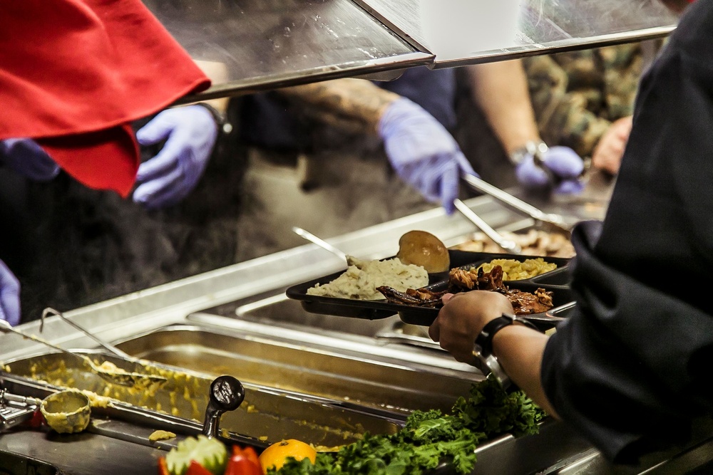 Navy-Marine Corps Team Celebrates Thanksgiving Aboard USS Oak Hill