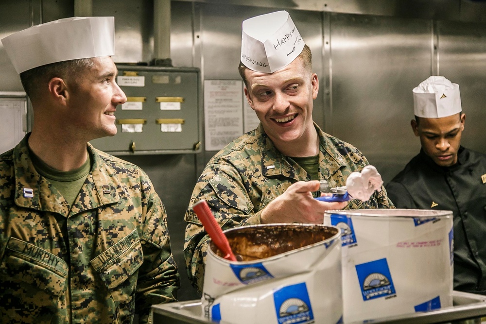 Navy-Marine Corps Team Celebrates Thanksgiving Aboard USS Oak Hill