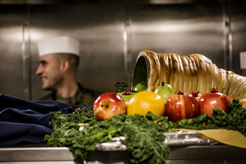 Navy-Marine Corps Team Celebrates Thanksgiving Aboard USS Oak Hill