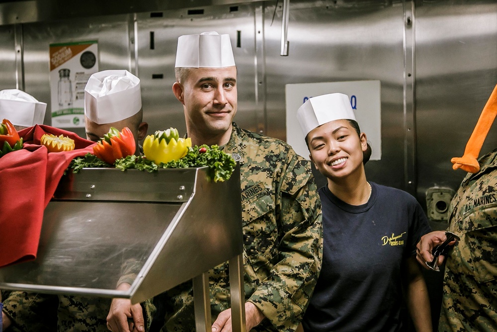 Navy-Marine Corps Team Celebrates Thanksgiving Aboard USS Oak Hill