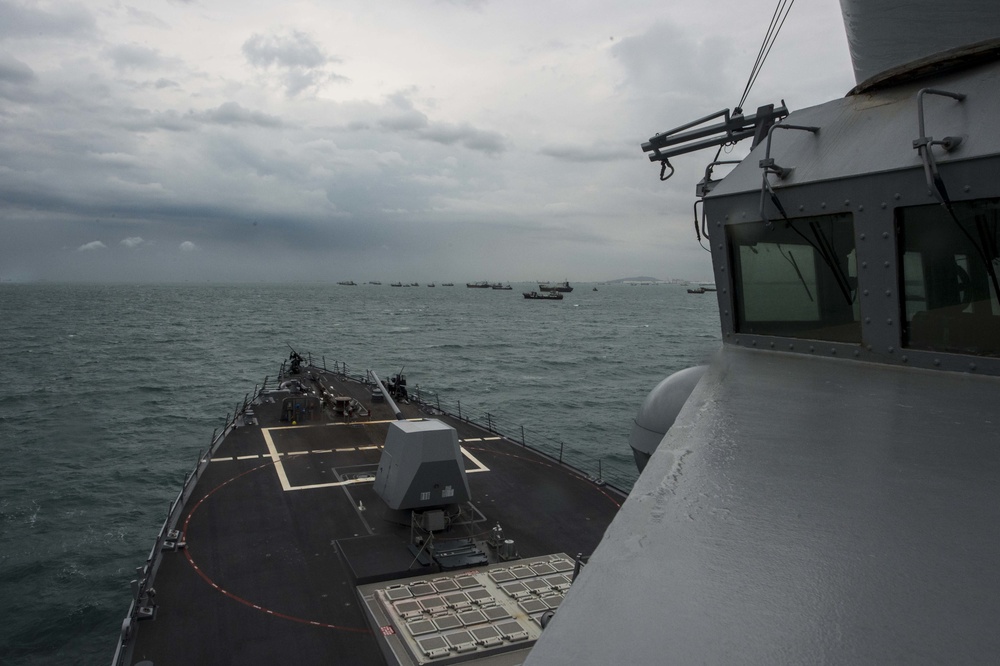 USS Sampson Transits Through the Strait of Malacca