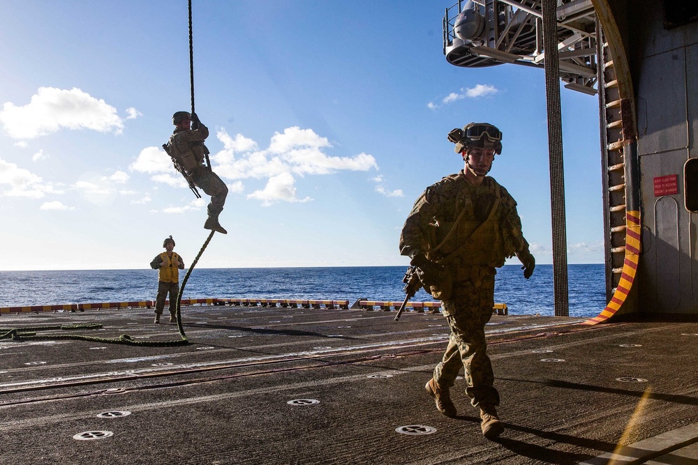 BLT 2/6 Conducts Fast Rope Training on USS Iwo Jima