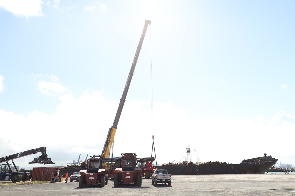 Elizabeth Columbia delivering power poles to San Juan, Puerto Rico