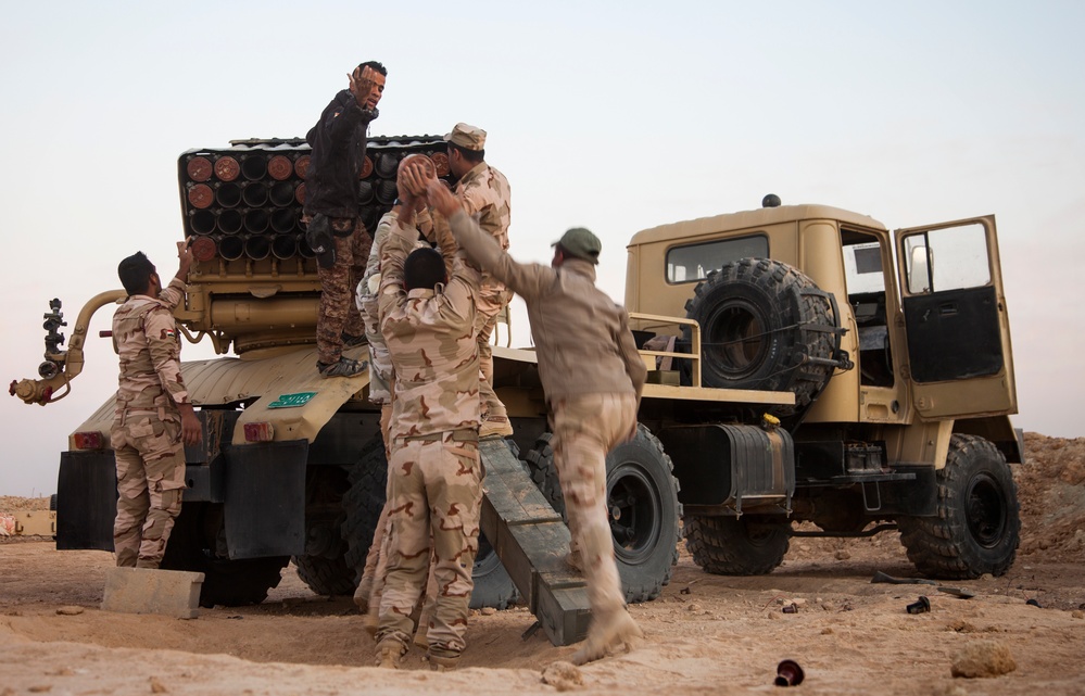 Iraqi security forces conduct rocket strikes against ISIS