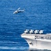 The amphibious transport dock ship USS New York (LPD 21), left, and the amphibious dock landing ship USS Oak Hill (LSD 51), right, receive fuel from the fleet replenishment oiler USNS Big Horn (T-AO 198) during a replenishment-at-sea