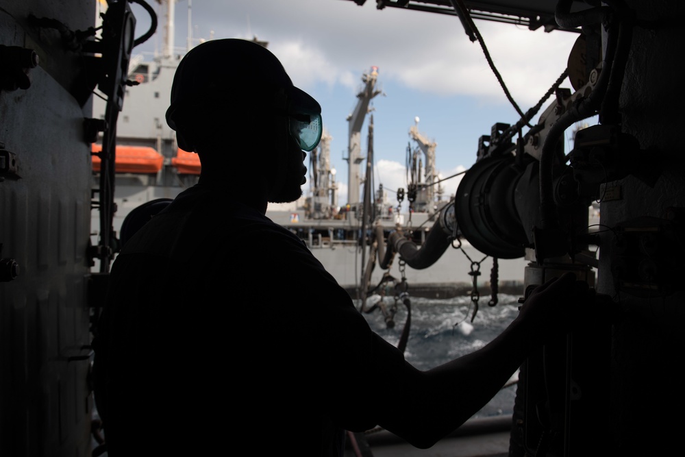 USS Pearl Harbor conducts a replenishment-at-sea