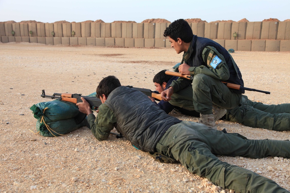 Members of the Raqqah Internal Security Force's Quick Reaction Force conduct marksmenship training
