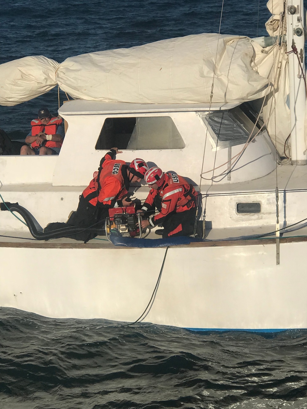 Coast Guard assists man aboard sailboat taking on water off Hatteras Island, NC