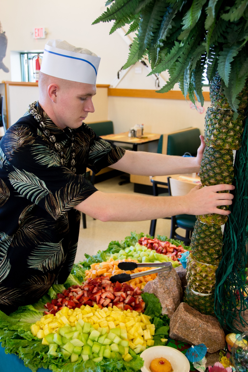 Soldier sets up centerpiece display