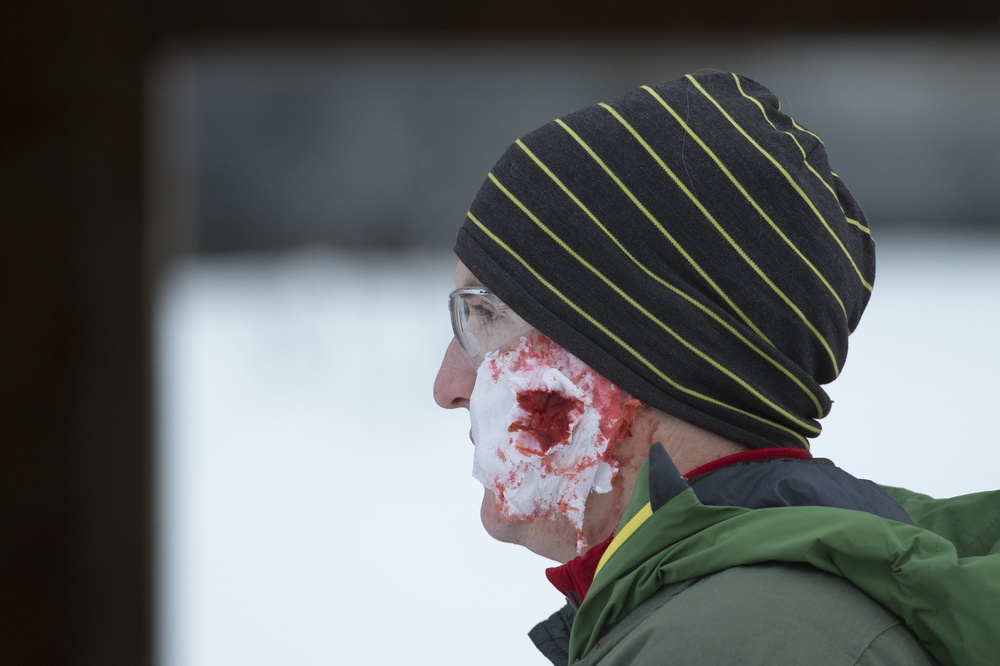 Alaska Air National Guard and Alaska Army National Guard cooperate for mass-casualty training exercise at JBER