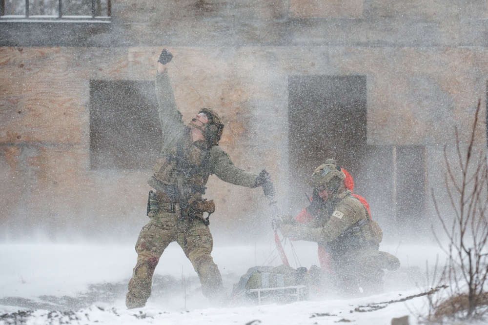 Alaska Air National Guard and Alaska Army National Guard cooperate for mass-casualty training exercise at JBER