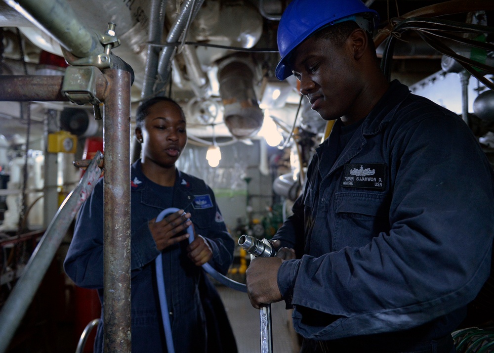 Sailors test the integrity of Boilers