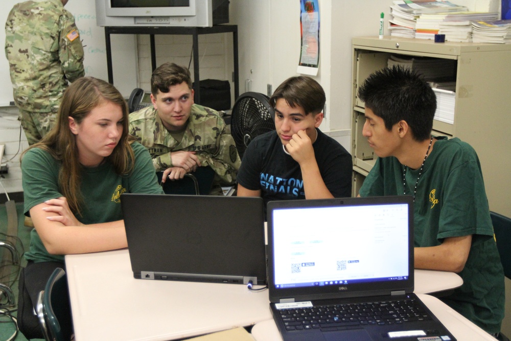 SPC Wittman teaches networking to JROTC cadets