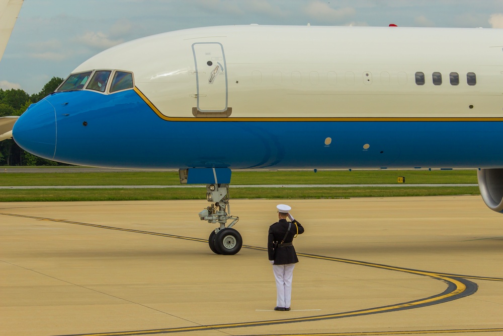 A Marine Greets Air Force One