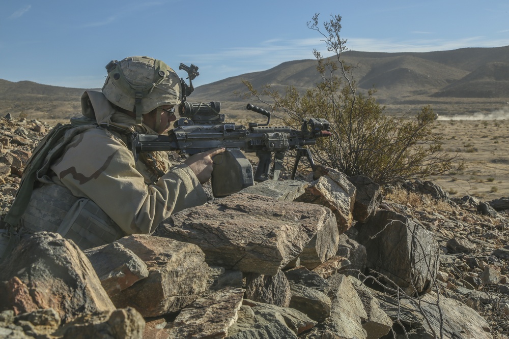 U.S. Army Pfc. Sean Reedy assigned to Company B, 2nd Battalion, 5th Cavalry Regiment, 1st Brigade Combat Team, 1st Cavalry Division, observes simulated enemy