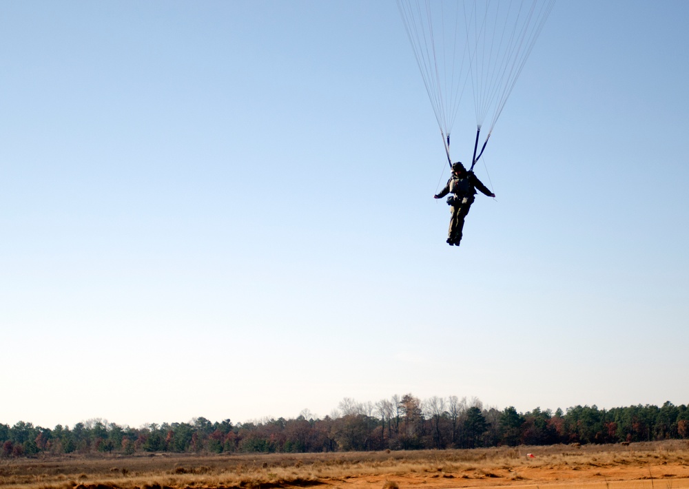 German paratrooper prepares to land