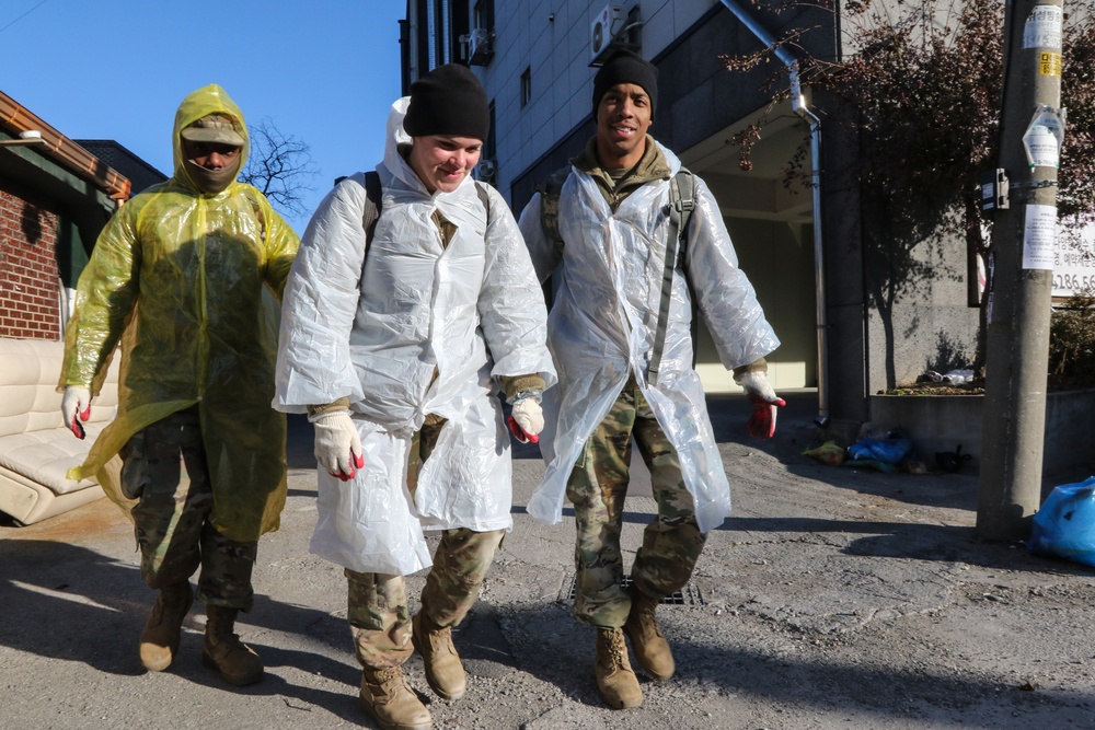 2ID Soldiers deliver charcoal briquettes families in Dongducheon, South Korea