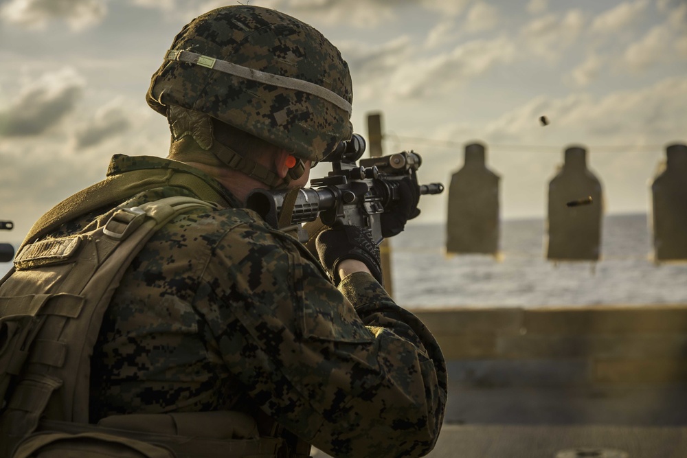 Fighting Fox Conducts Combat Marksmanship Training Aboard  USS Oak Hill