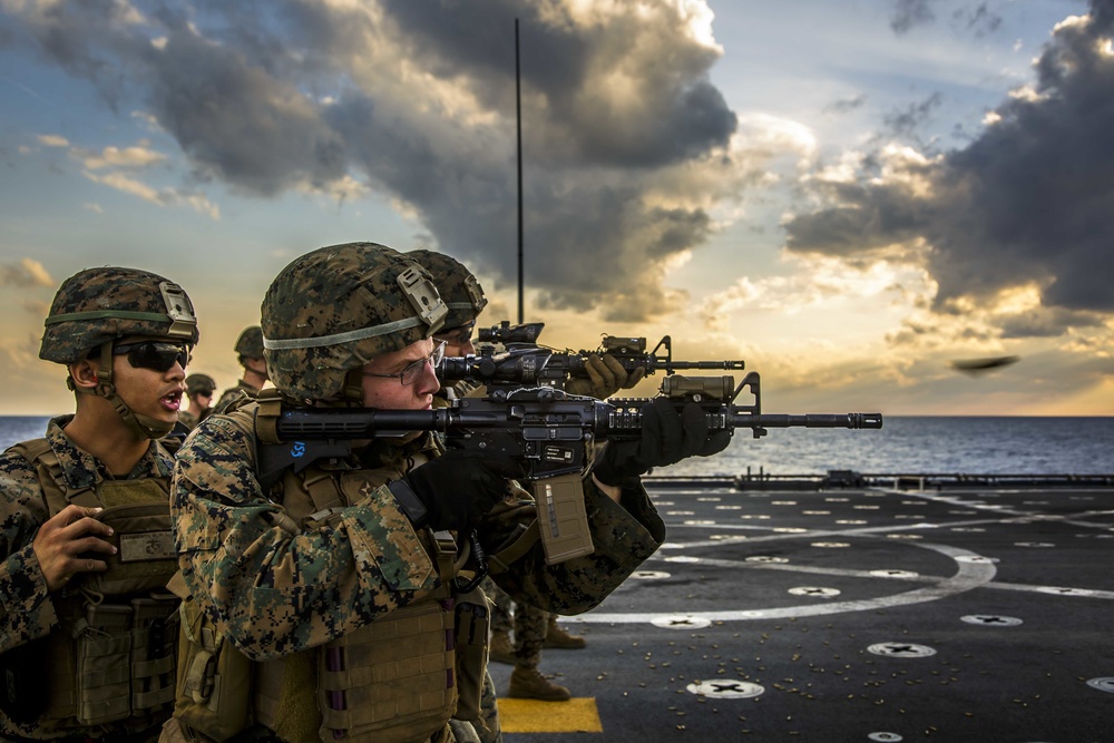 Fighting Fox Conducts Combat Marksmanship Training Aboard  USS Oak Hill
