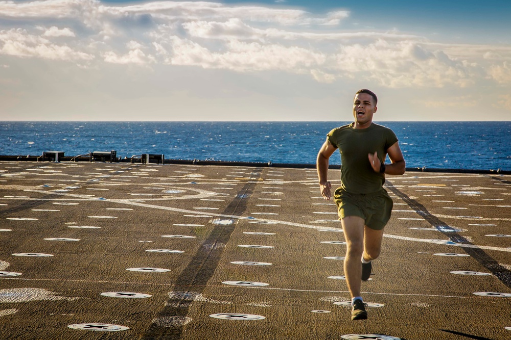 Up In The Morning: Marines Conduct Physical Training Aboard USS Oak Hill