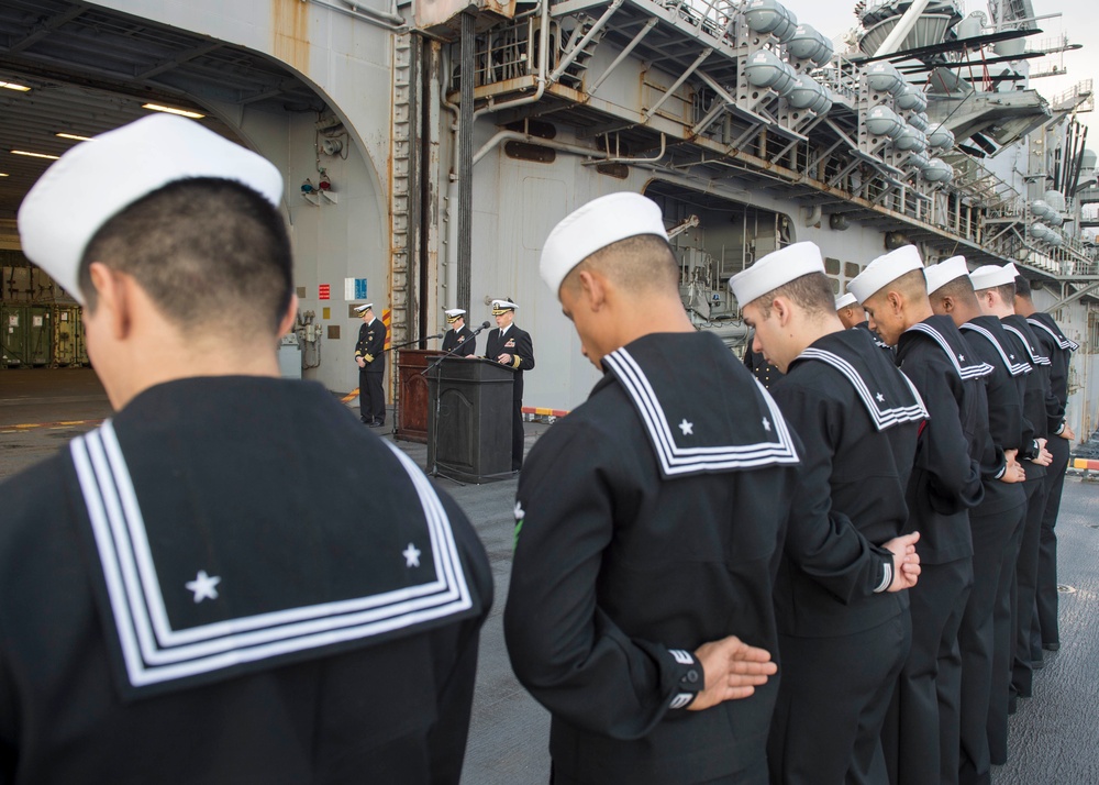 USS Iwo Jima (LHD 7) Performs a burial-at-sea ceremony