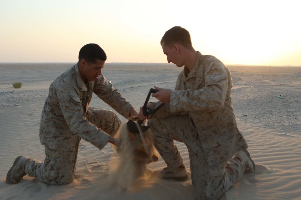 15th MEU's Battalion Landing Team conducts low-light marksmanship during Iron Magic 2018