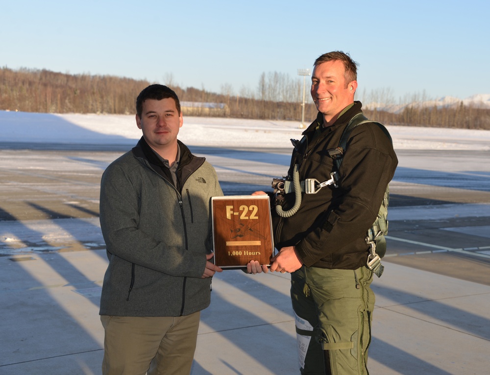 Lt. Col. Christopher Miller 1,000th Hour milestone (F-22)