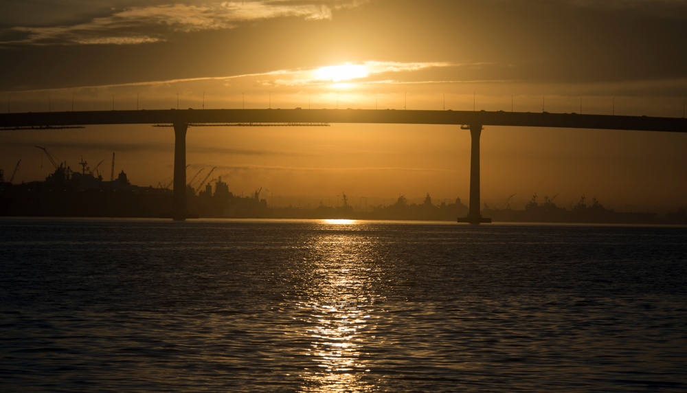 Sun Rises Above Naval Base San Diego